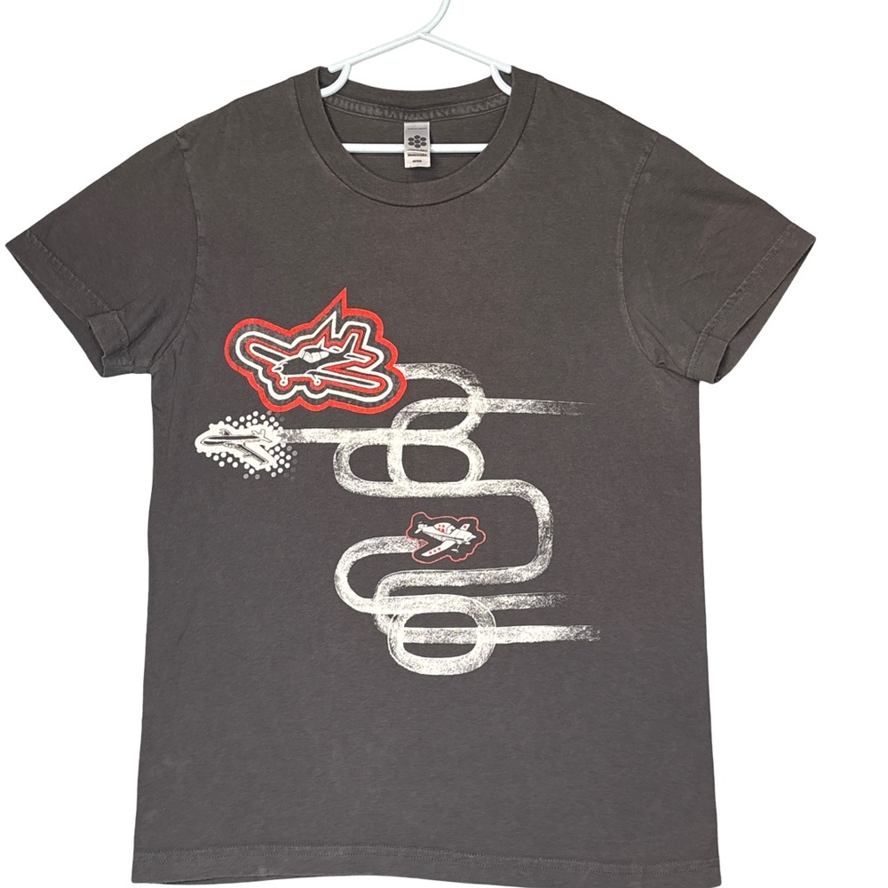 American Apparel Kids Charcoal Tee Airplane Graphic